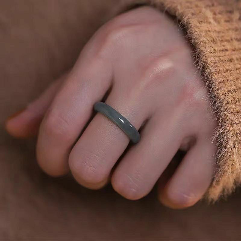 Non-fading Vegetarian Ring Imitation Jade Thin Ring For Woman Vintage Jewelry Girls Accessories