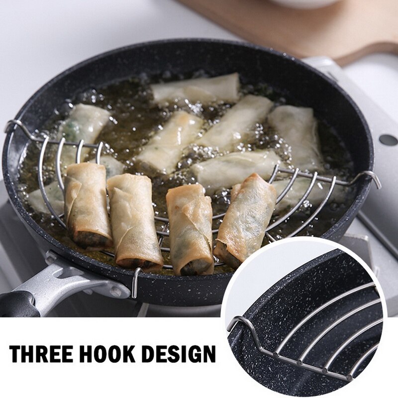 Stainless Steel Shelves Food Cooling Rack Strainer Wok Frying Pan Pot For Fry Drainer Rack Fried Tempura Kitchen Tools