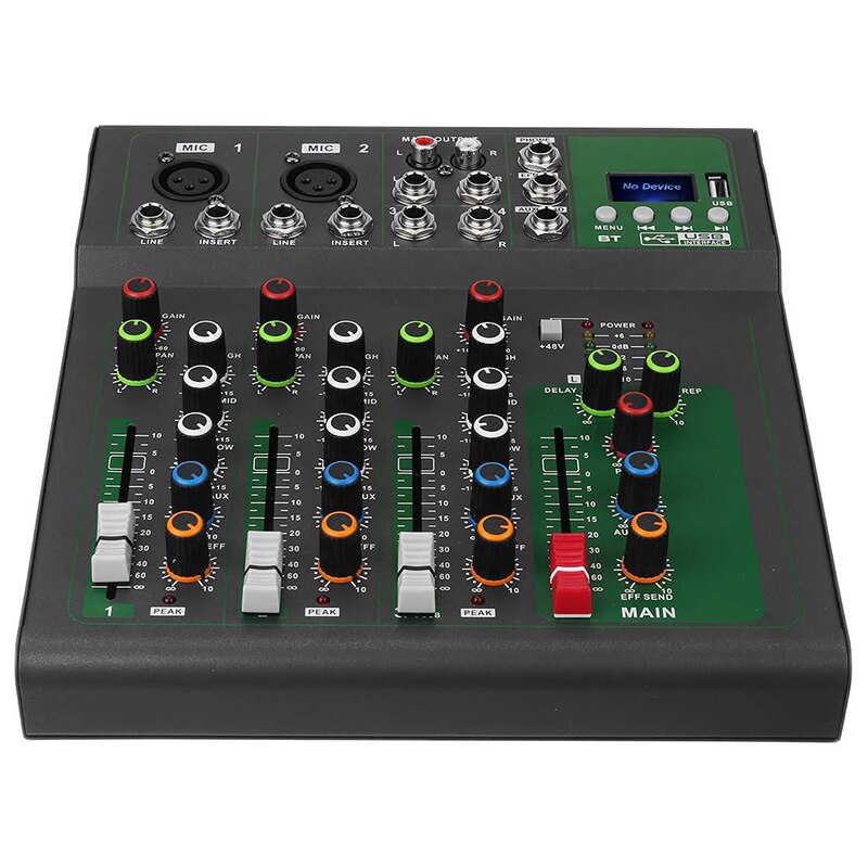 Bluetooth Portable o Mixer USB DJ Sound Mixing Console MP3 Jack 4 Channel 48V Amplifier Karaoke KTV Party EU Plug: Default Title