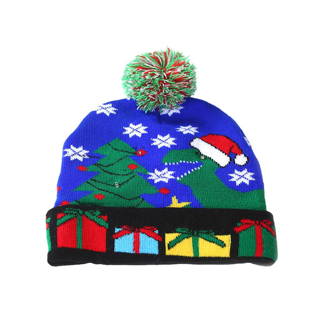 Kerstmuts met led-verlichting, cartoon gebreide muts, kerstmuts met licht, kerstversiering voor kinderen: 05