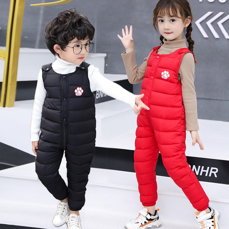 Vinter barn dun bomull haklappsbyxor för barn overall småbarn pojkar byxor varma bebis flickor byxor vattentäta byxor 1 5 år