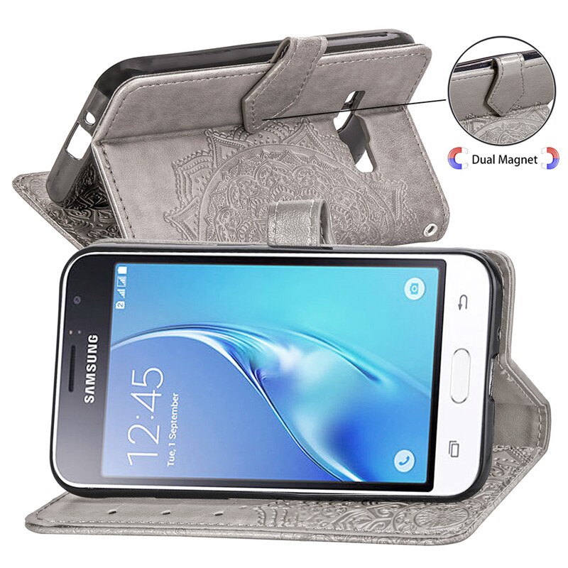 Luxe leren flipcase voor samsung  j1 portemonnee kaarthouder telefoonhoesje voor samsung galaxy  j1 6 j120 j120f j120h cover