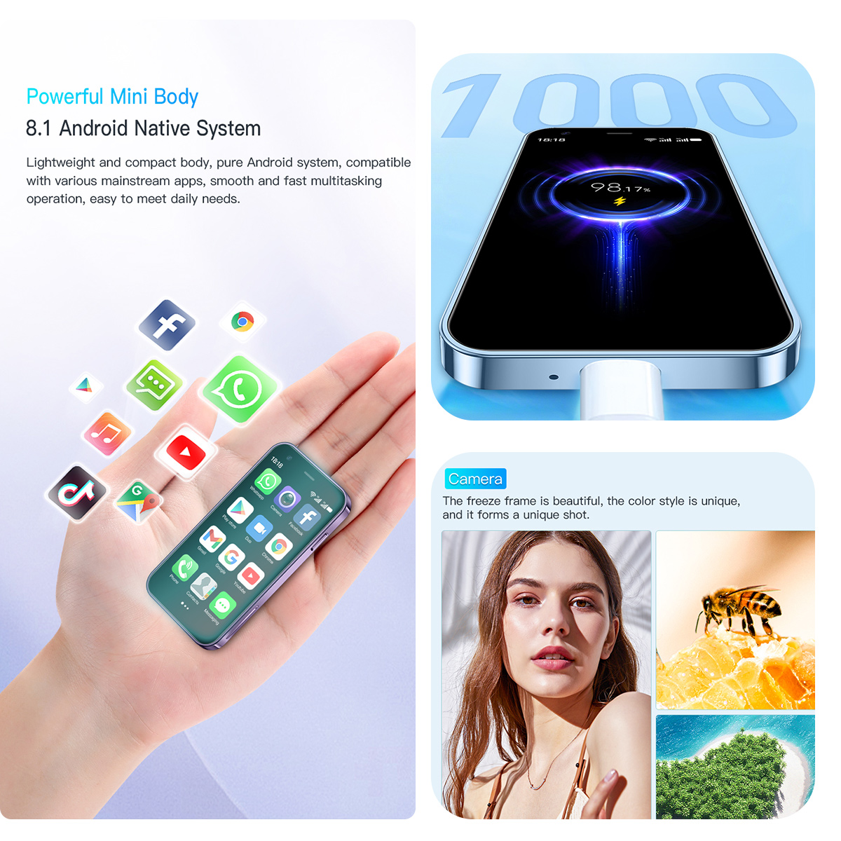 SOYES XS15 Mini-Smartphone – 3,0 Zoll | Dual-SIM | 2+16 GB | Google Play | 3G-Netzwerk | Ultra tragbares Backup-Telefon für Kinder