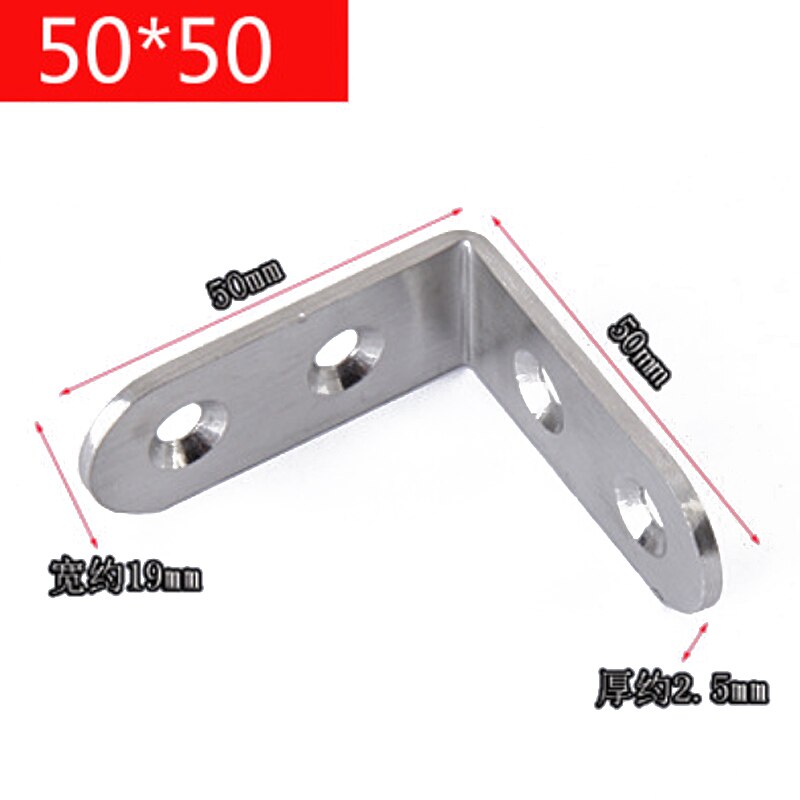 10Ppcs/Set Rvs Hoek Hoek Beugels Fasteners Protector Maat Hoek Stand Ondersteunende Meubels Hardware Tool: 50mm