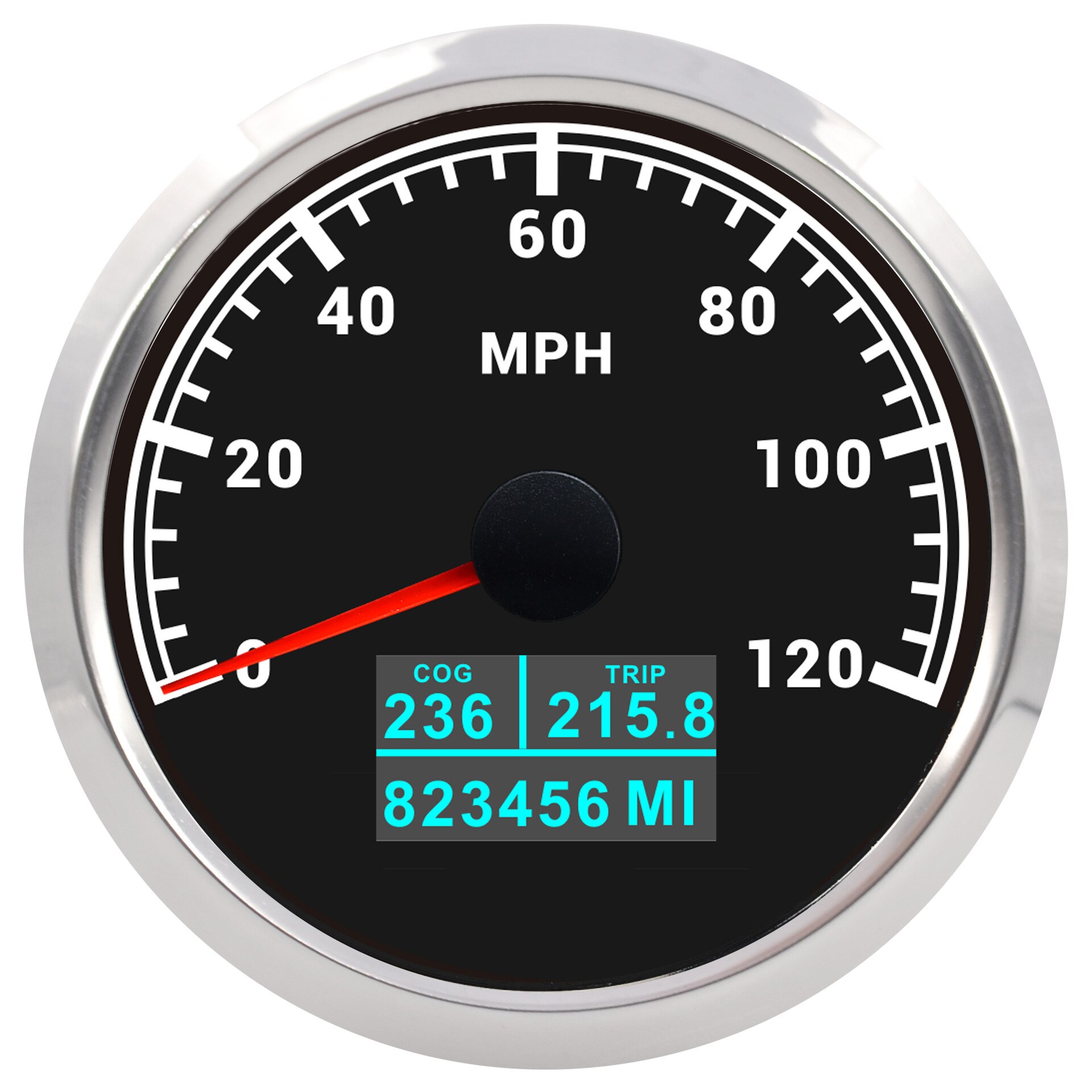 Neue 85mm GPS Tachometer Mit Rot, Grün, Blau, Weiß, Gelb, Cyan, lila Farben Hintergrundbeleuchtung Für Auto Boot Motorrad: 120MBS