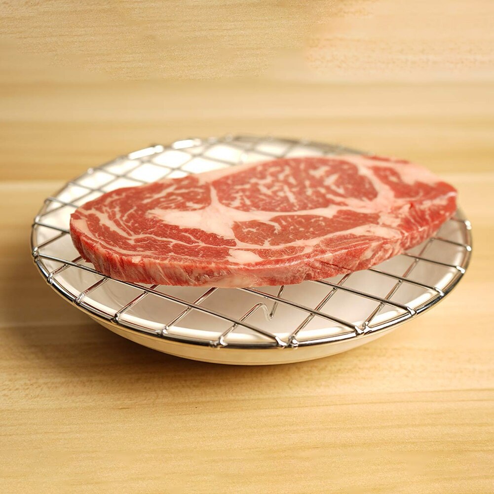 Grelha redonda para churrasco, rede de aço inoxidável anti-aderente para churrasco, rede de ferro para assar