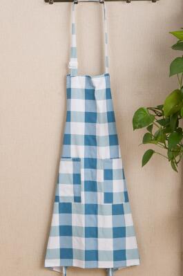 100% Katoen Keukenschort Vrouwen Mannen Koken Schort Streep/Grid Slabbetjes Met Pocket Obers Werk Schorten: 3