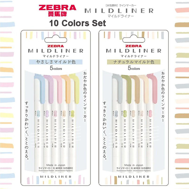 Zebra pastellfärgad överstrykningspenna med , 5/10 st. mildliner dubbelhövdade markeringspennor för skrivning, markering av viktiga punkter, graffiti, handbok, anteckningar: Marinblå