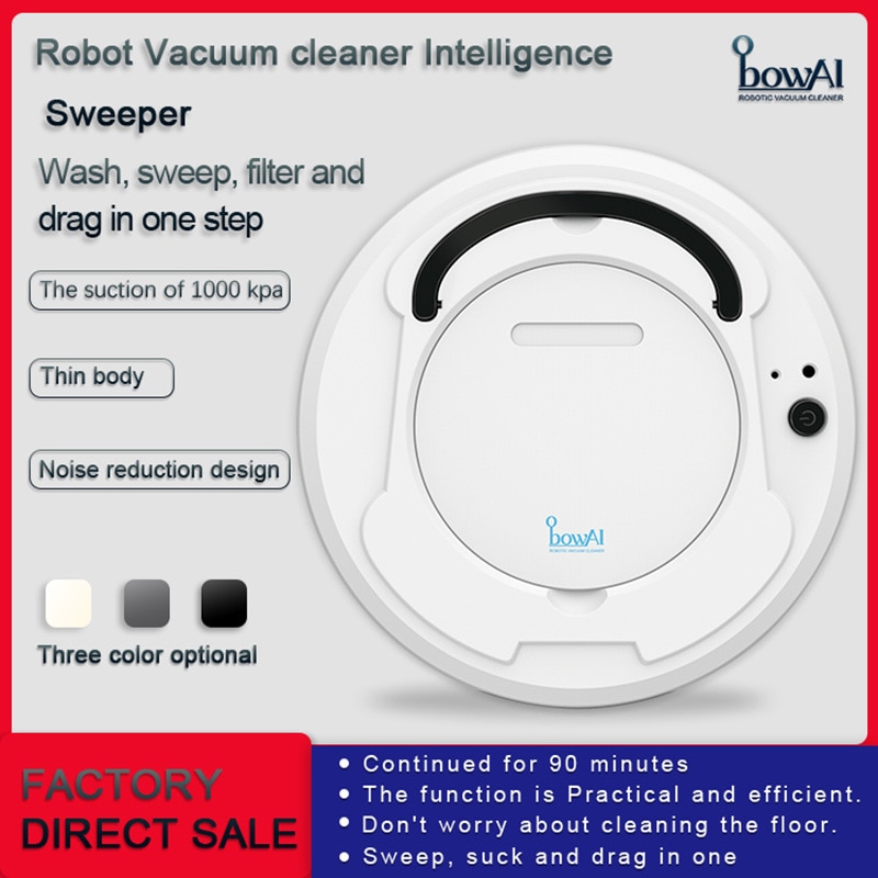 ObowAi 1800Pa Smart Auto Robot Vacuum Cleaner 3-In-1 Auto Rechargeable Smart Sweeping Robot Dry Wet Sweeping Vacuum Cleaner Home