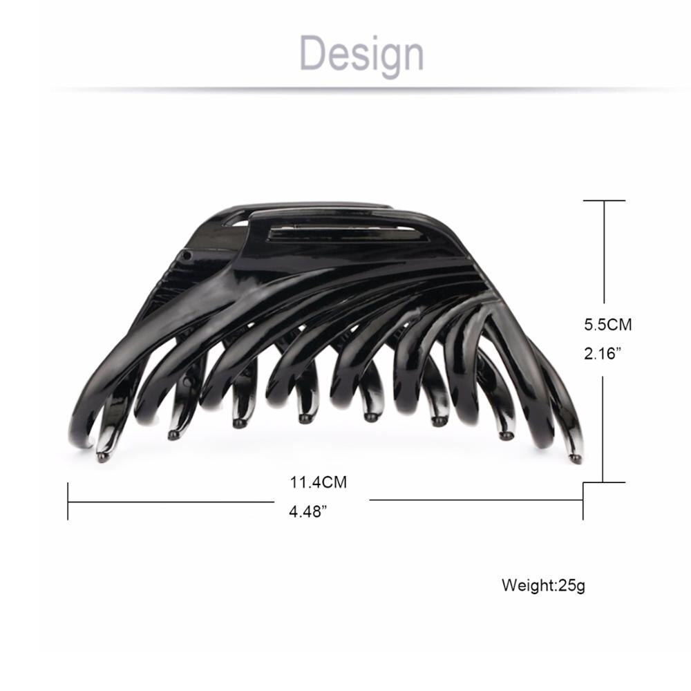 Zwart Grote Haar Claws Hoofddeksels Grote Haar Clip Krab Accessoires Acryl Haarspeld Paardenstaart Houder Klemmen Voor Vrouwen Douche Baden
