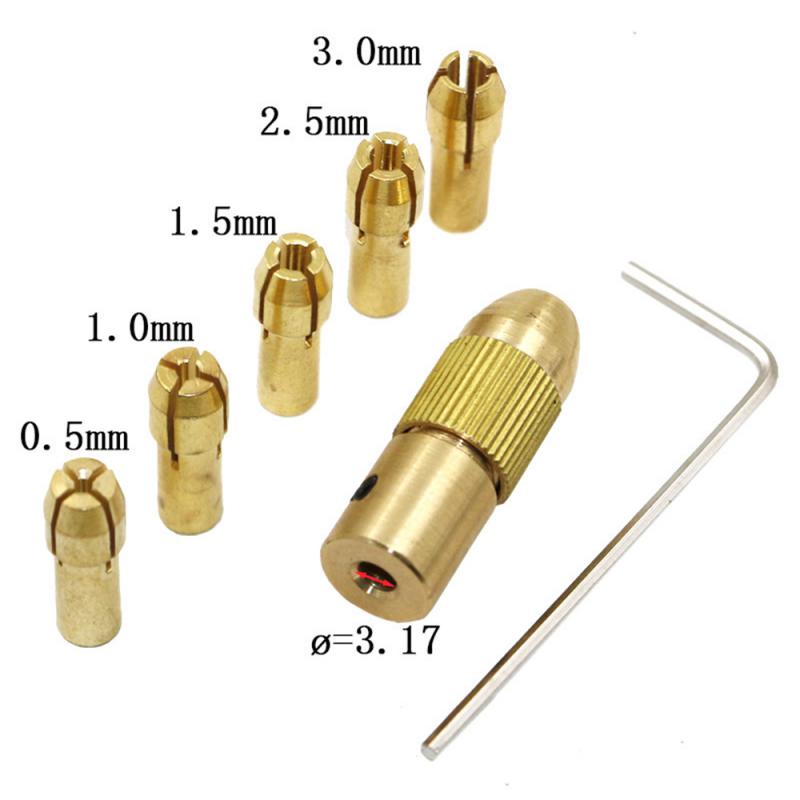 7 stk/sett 2.35-5.05mm dremel spennhylse i messing miniborchucker for elektrisk motoraksel borkroneverktøy metallbor chuckadapter: 3.17mm
