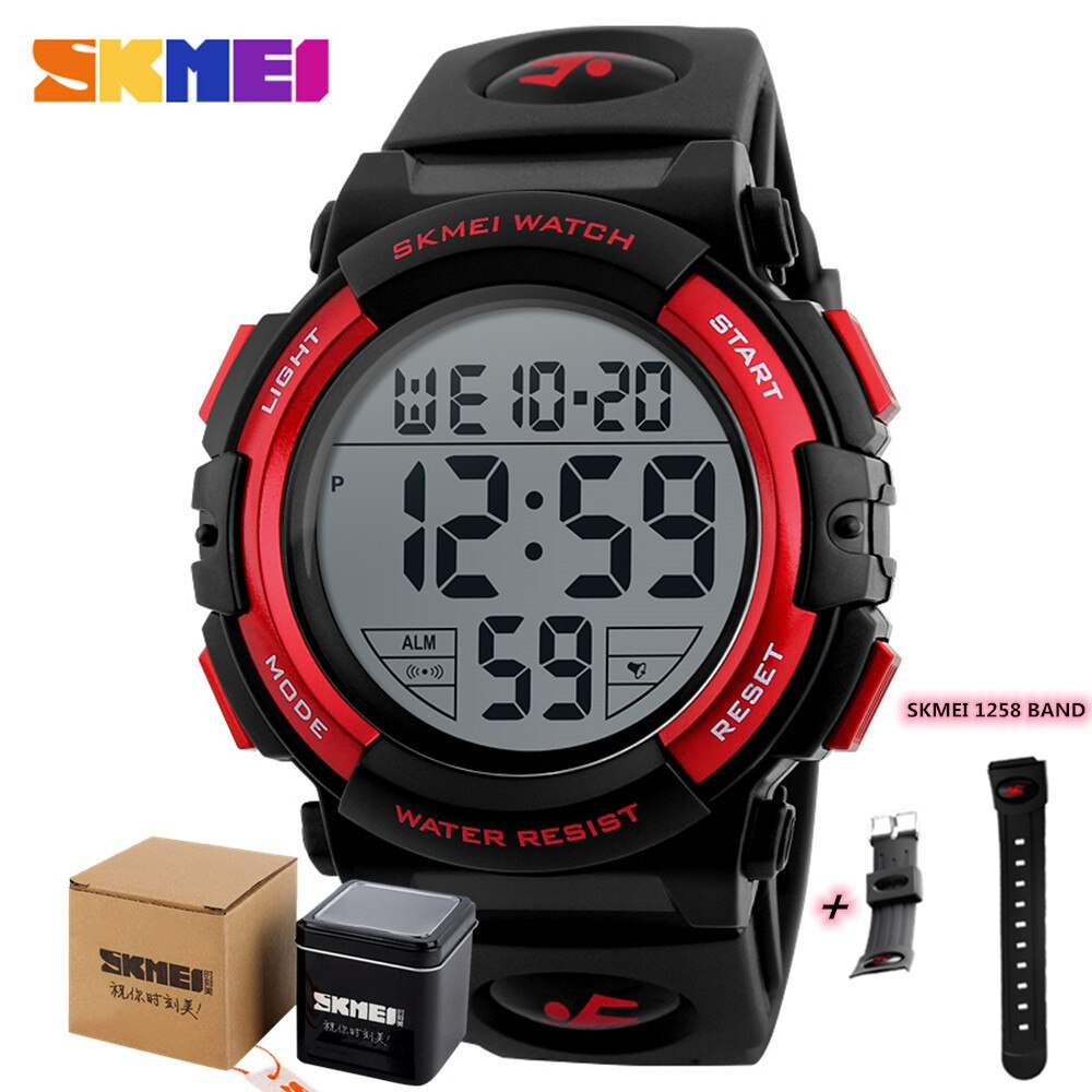 SKMEI Chrono Men Watch Top Luxury Brand Sport Watch Electronic Digital Male Wrist Clock Man 50M Waterproof Men's Watches 1258: 2 with strap box