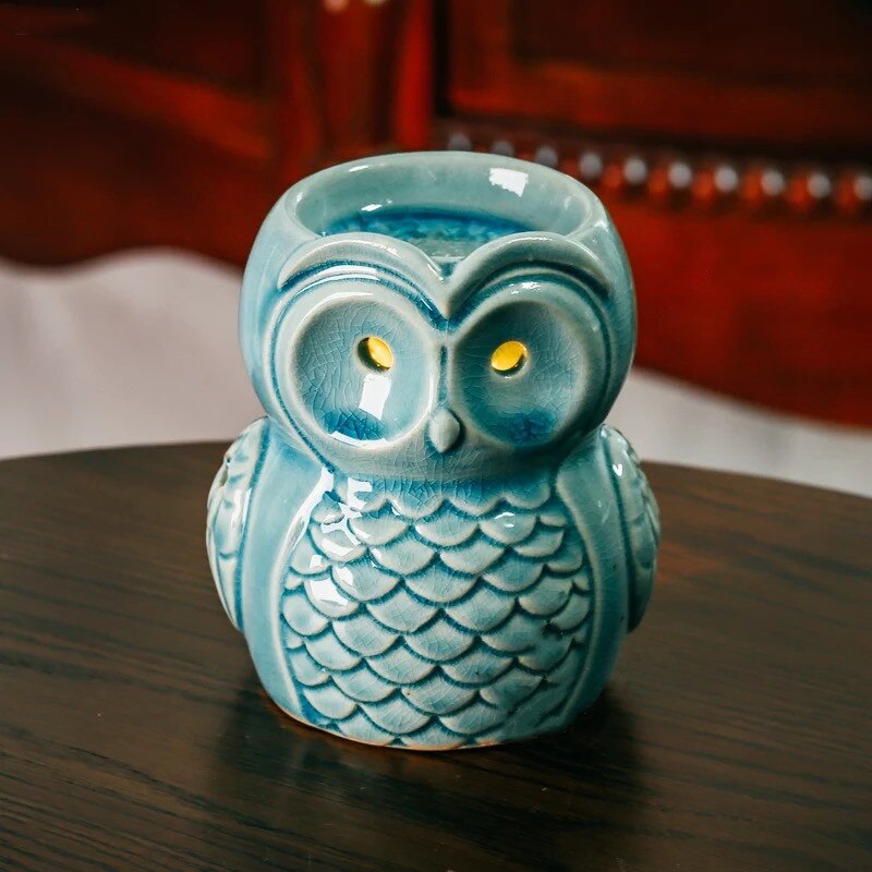Ceramic Aromatherapy Censer Aroma Burner Owl Essential Oil Lamp Candle Holder Home Office Decoration Incense Burner Crafts