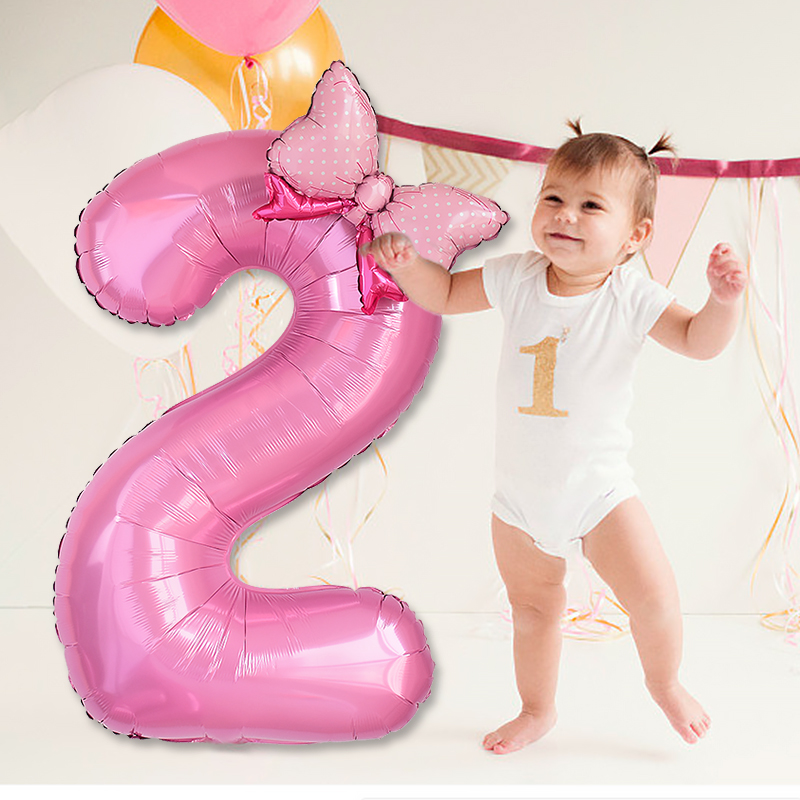 1pc grande 40 polegada número balão de folha rosa com arco 1 2 3 4 5 6 7 8 9 para crianças meninos meninas festa aniversário decorações do chuveiro do bebê