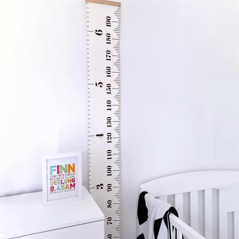 Tabla de crecimiento de dibujos animados bebé niños registro marco de madera y tela Regla de medición de altura para niños y niñas decoración de la pared de la habitación del niño