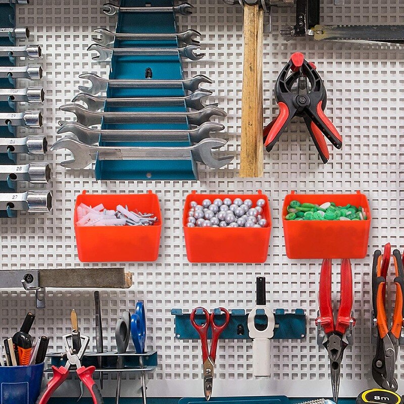 8 Pieces Pegboard Bins Kit Pegboard Parts Storage Pegboard Accessories Workbench Bins for Organizing Hardware
