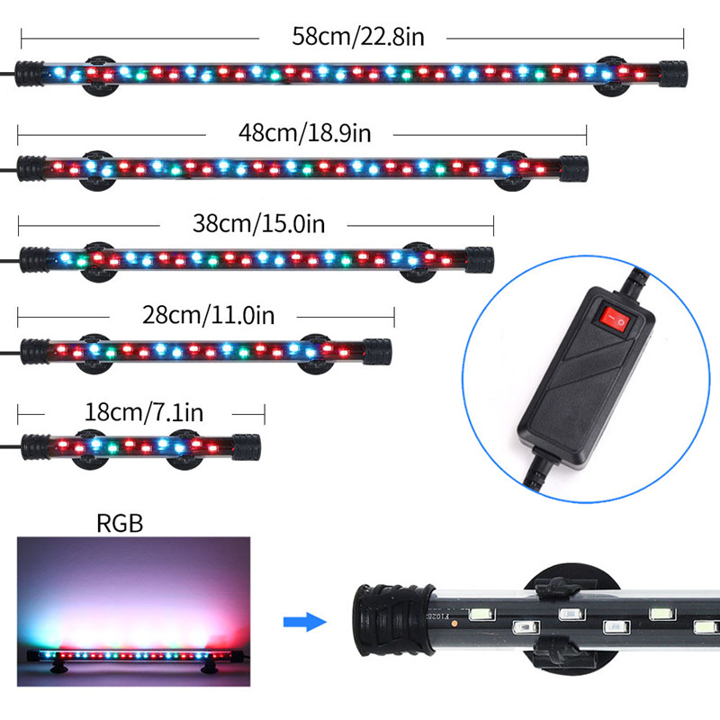 Luci per acquari impermeabili luci sommergibili luce per acquario luce subacquea blu/bianca LED lampada decorativa per abbellimento: RGB / 8W