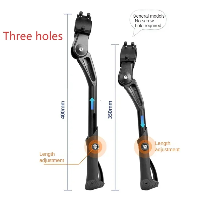 Verstelbare fietsstandaard, zijstandaard van aluminiumlegering voor MTB opvouwbare elektrische fiets, universele pasvorm voor 24-29 inch sneeuwvoertuigen