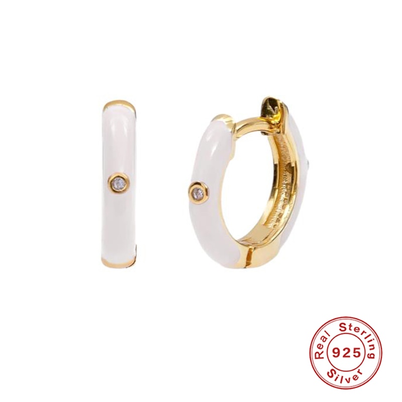 ROXI Ins 9 Colors Colorful Small Hoop Earrings for Women Fine Jewelry Cartilage Earrings Unusual 925 Sterling Silver Pendientes