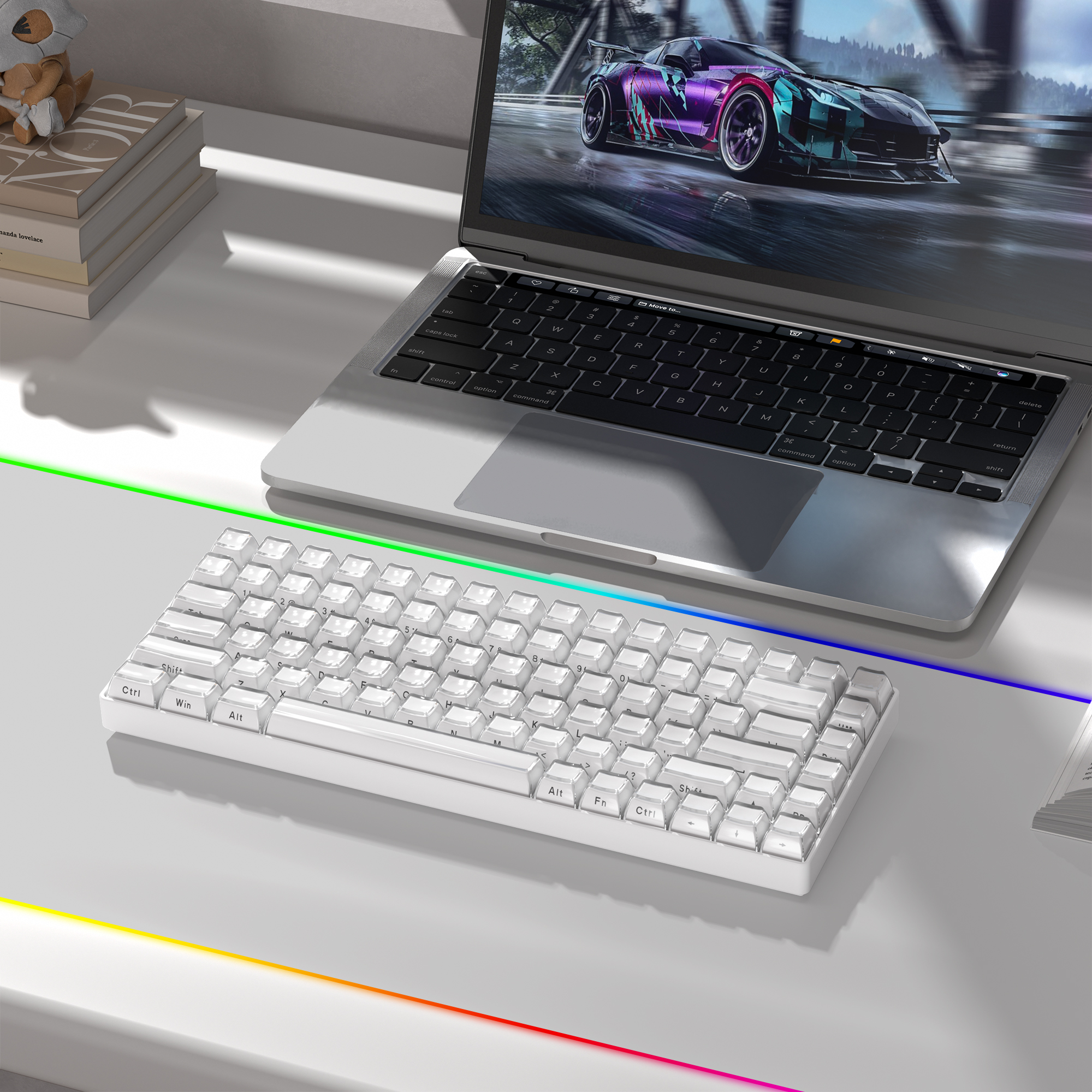 Womier White Crystal Jelly Keycaps Aangepaste zijkant bedrukte Keycaps 113 toetsen OEM-profiel voor Cherry MX Switches Mechanisch toetsenbord