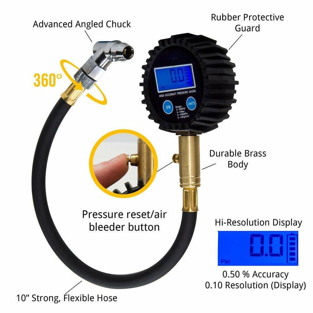Bandenspanningsmeter Digitale Display Gauge Multifunctionele Bandenspanningsmeter Voor Motorfiets Fiets Truck