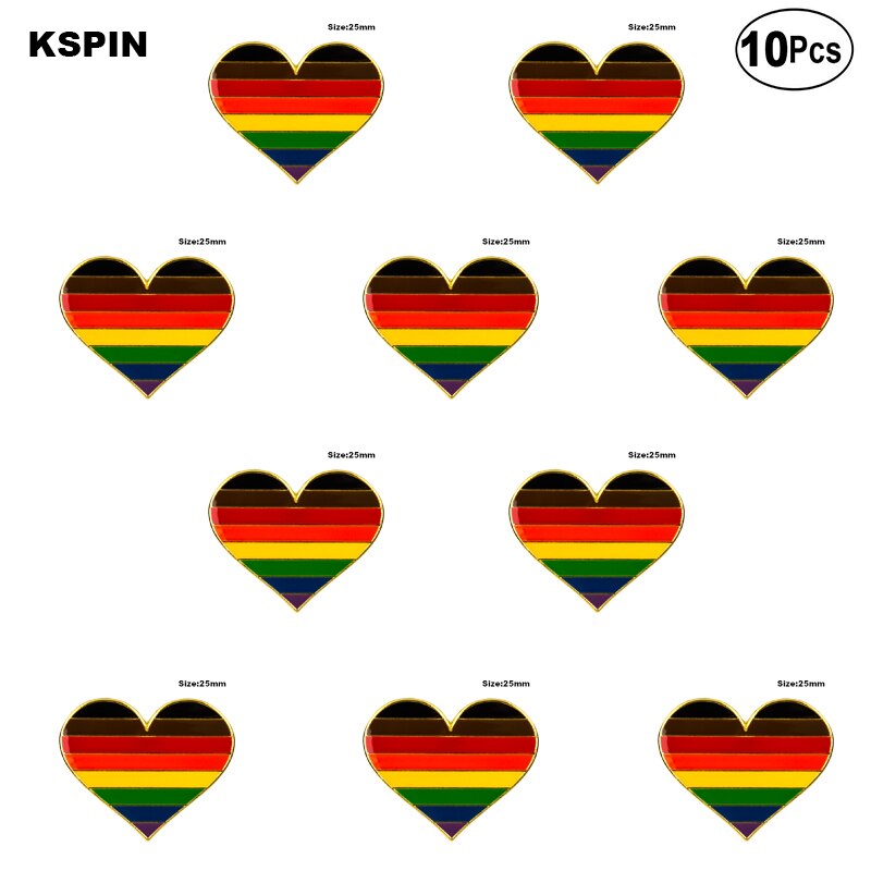 Gay Pride Lgbt Bruin Hart Vorm Revers Pin Vlag Badge Broche Pins Badges 10 Stuks Veel: Default Title