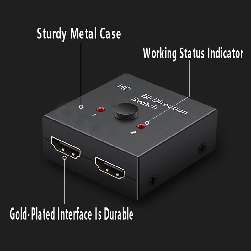 4K HDMI-compatible Switch 2 Ports Bi-directional Manual 2x1 1x2 Adapter Supports 4K FHD Ultra 1080P for Projector PS4/3 TV Box
