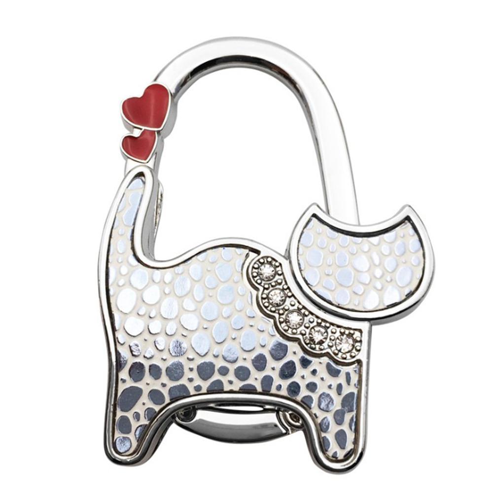 Tragbare Folding Handtasche Haken Halter Geldbörse Kleiderbügel Tisch Rand Hängen Haken für Handtasche Dekoration Frauen Tasche Veranstalter: Silver Dots
