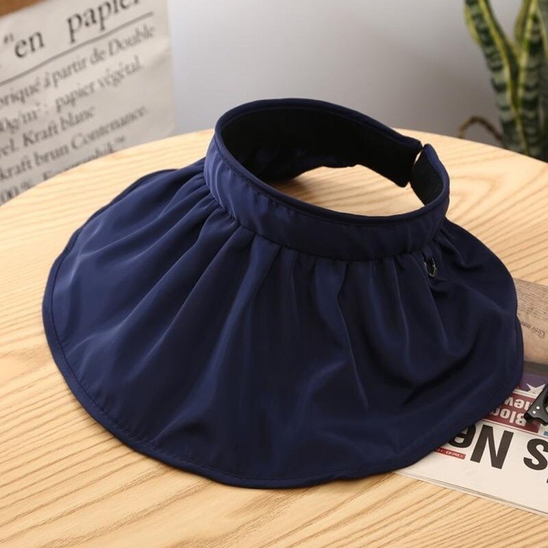 Strand Sport Cap Shell Zonnehoed Meisje Cap Toerisme Strand Sport Outdoor Cap Korea Populaire Opvouwbare Vrouwelijke Cap: Navy blue