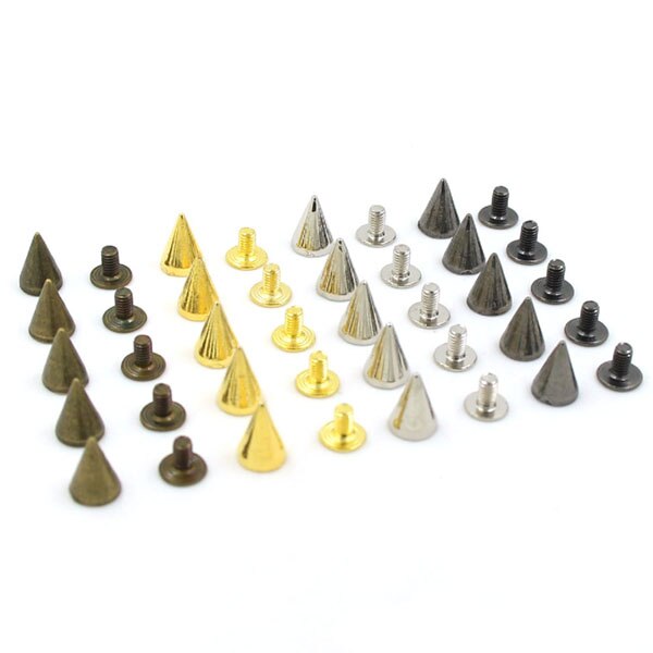 Tachuelas y pinchos de Metal de 7x10mm para ropa, zapatos, bolsos y cinturones, oro, plata, negro o bronce, remaches de cuero Punk, 100 Uds.: Mix