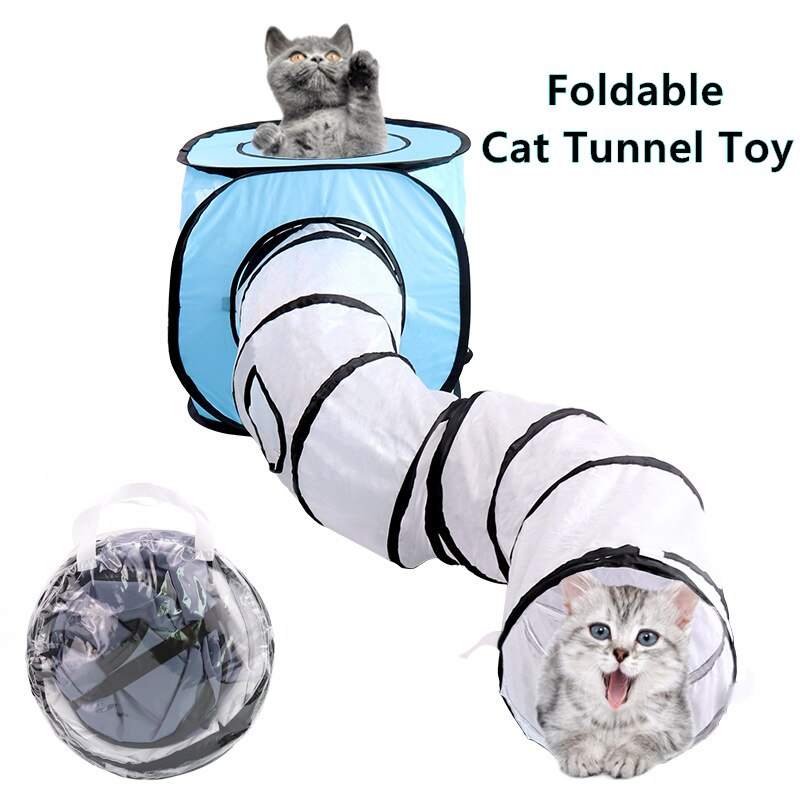 Túnel de gato de 3 agujeros, Gato S, broca de forma cilíndrica, carpa interactiva de entrenamiento para gatos, juguetes para mascotas para interior y exterior, túnel plegable para gatos
