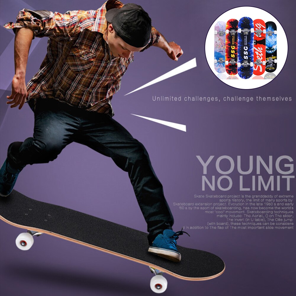 31 cal ulicy klon deskorolka dla dorosłych na cztery koła ze stopu ze stali podwójnie pochylenia deskorolka drukowane wzory długa deska dla początkujących dla nastolatków prezent