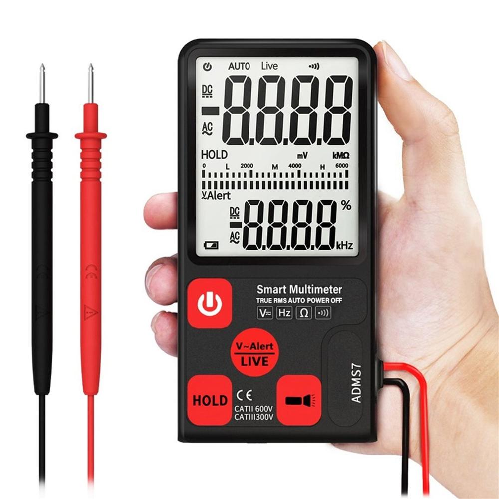 ADMS7 ADMS9 Digital Multimeter 3.5'' Large LCD Digital Smart Voltmeter 3-Line Display TRMS 6000 Counts DMM with Analog Bargraph