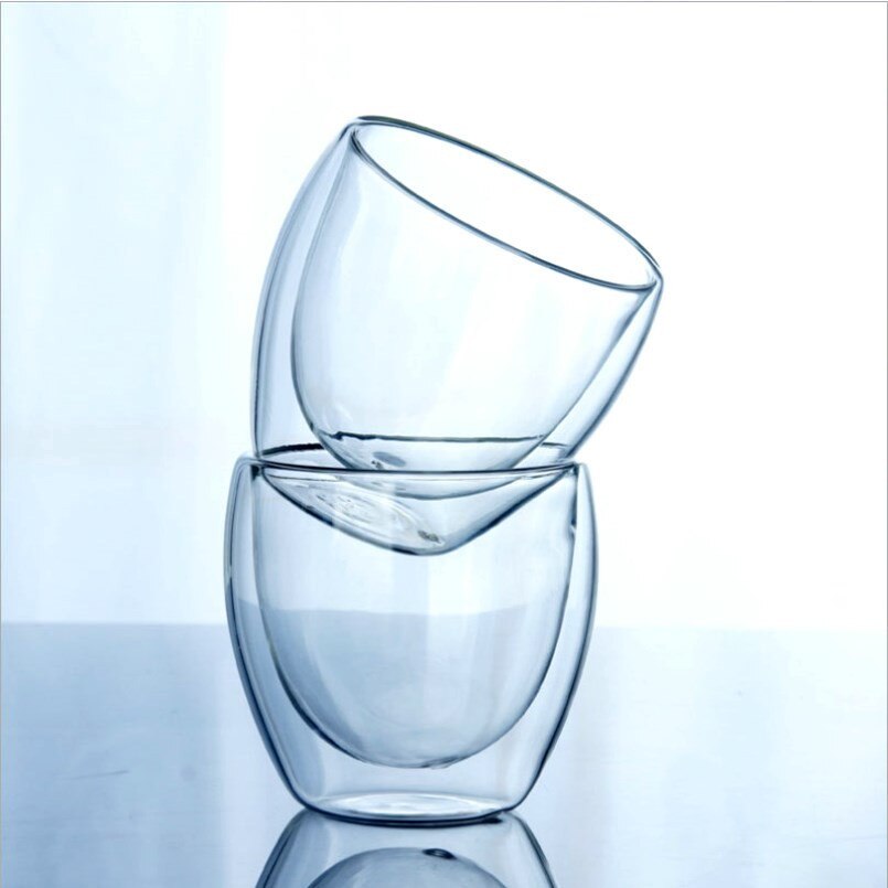 Taza de vidrio de doble capa, vaso de 80ml/150ml/250ml/350ml/450ml, vaso de vidrio de alta resistencia al calor de borosilicato, copa de bebida, vidrio de doble pared, 1 ud.