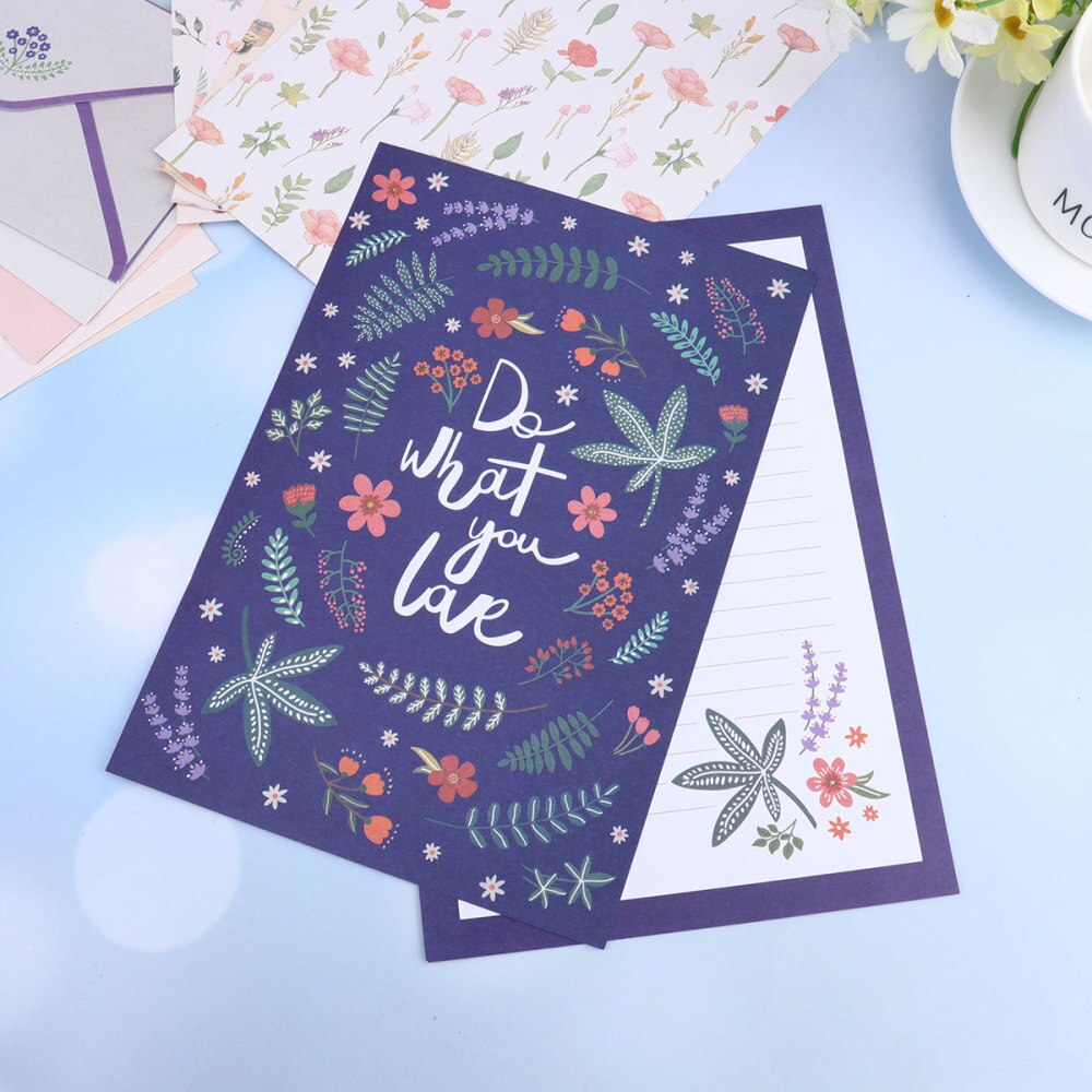 Bonitos sobres de flores de 45 Uds., juego de bloc para cartas, papel de letras de papel Vintage para escribir carta, papelería de oficina, suministros para escuela,