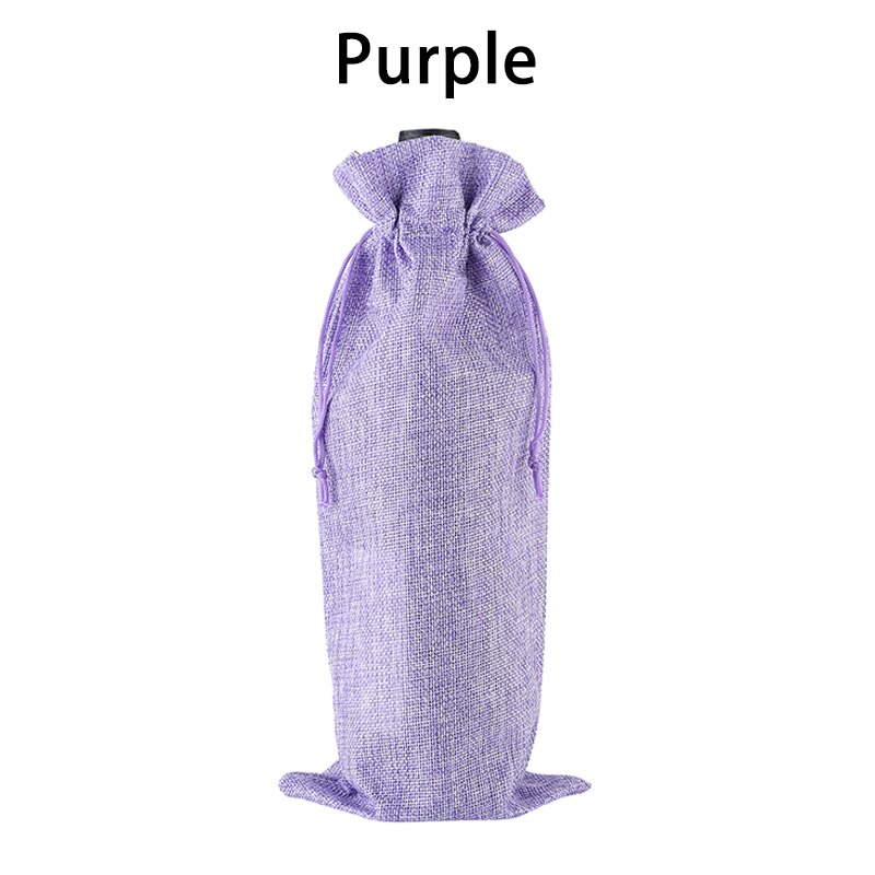 Linen Wine Bottle Covers With Drawstring Jute Wine Bag Holder Carrier For Champagne Olive oil Packaging Pouch: 06