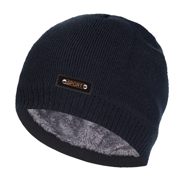 Strikket lue menn vinter luer til kvinner lue lue lue pels skullies luer шапка мужская hodeskalle gorro panser caps mann: Svart