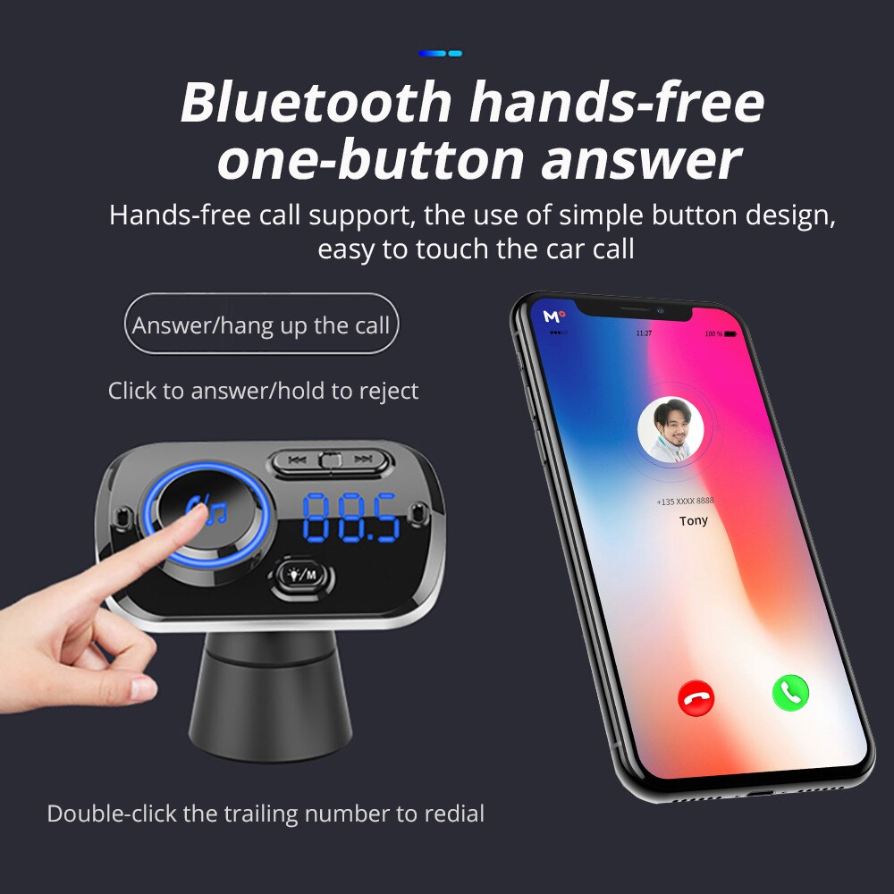 BC49BQ Bluetooth Auto MP3 Fm Charger Auto Opladen Grandado