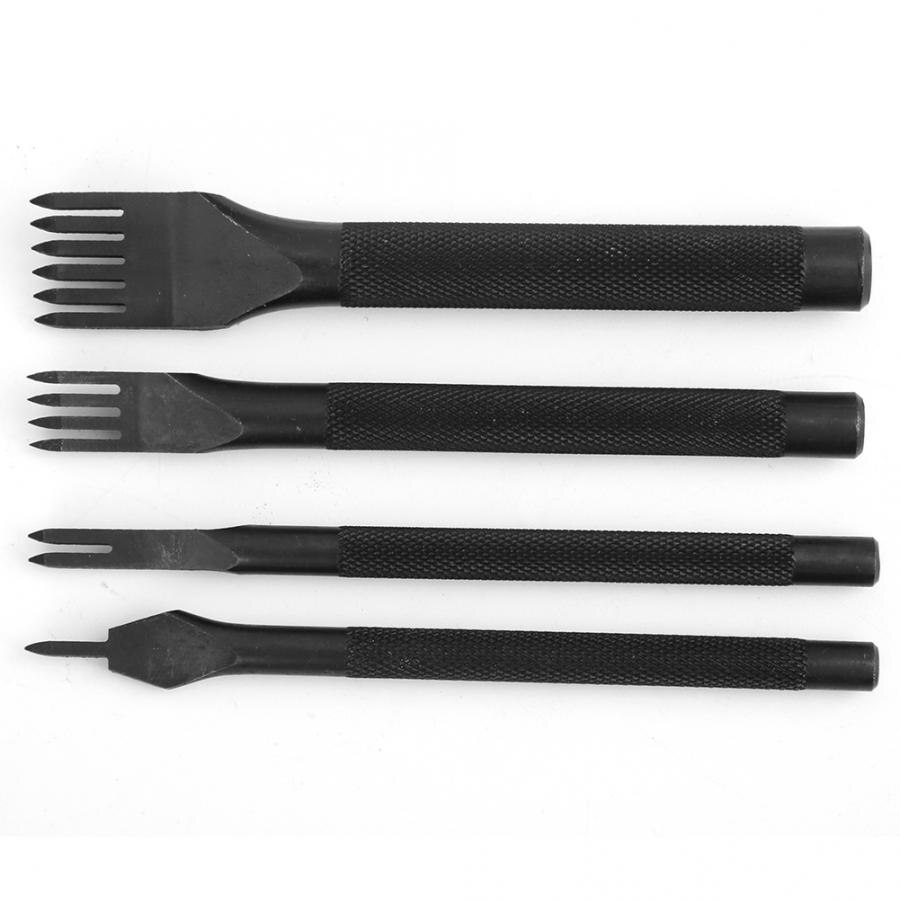 4 st stift mejsel kit läder hantverk pysselverktyg svart galvanisering läder hantverk mejsel: 3mm