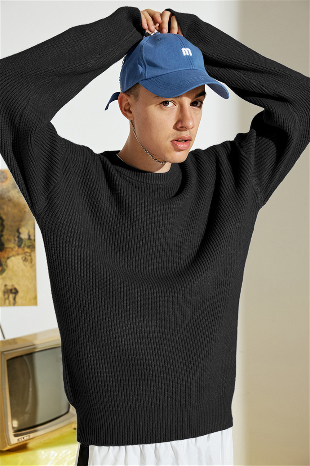 Raibaallu Men's Pullover - Oversize Long Sleeve Knitwear Top - Autumn Collection