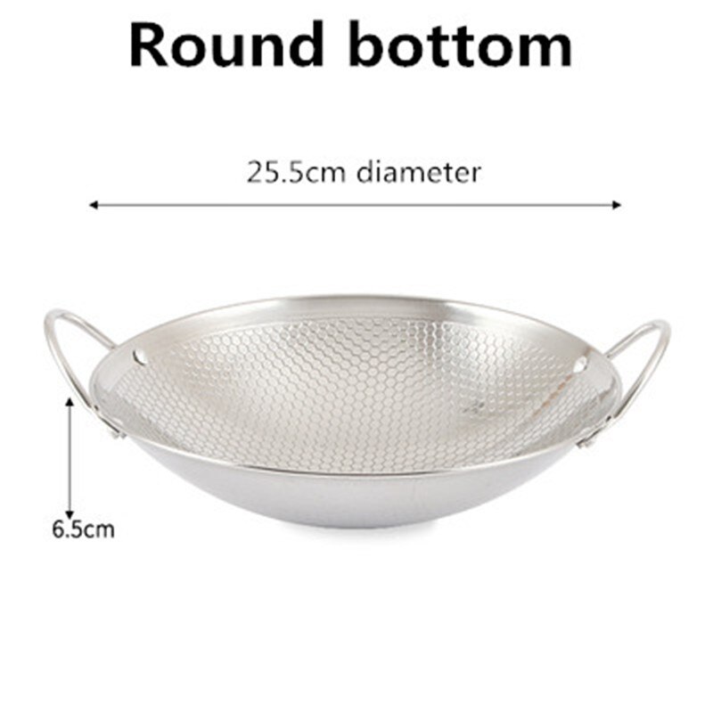 Stainless steel dry pot round bottom small pot thickened double ear non-stick pot bar tripod pot cooker hotpot pots and pans: 25.5cm