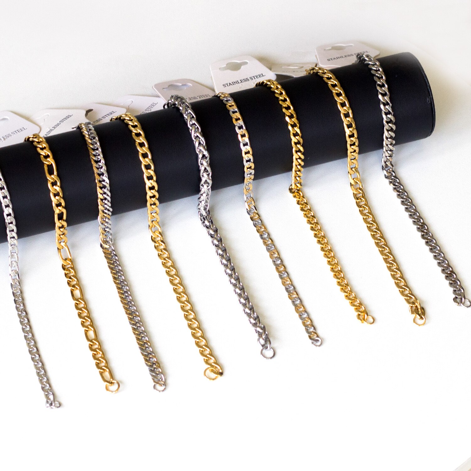 LUXUKISSKIDS Catene in Acciaio Inossidabile Braccialetti Dei Monili di Hiphop Lunghezza 22 centimetri di colore dell'oro aragosta Braccialetti per Le Donne Homme Femme Uomini