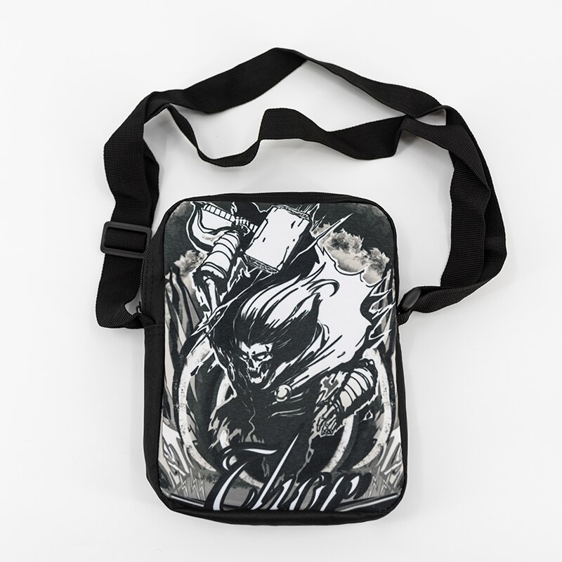 Punk Rock Mens Message Bag Black Canvas Shoulder Bag Casual Handbag Travel Bag