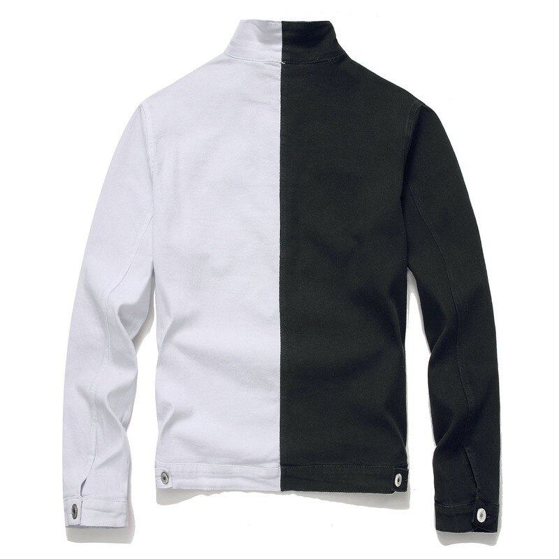 Männer Jacke Jacke Schwarz und Weiß Zwei-farbe schlank-passen herren Jacke Herbst und Winter Denim jacke Lange-ärmeln Jacke