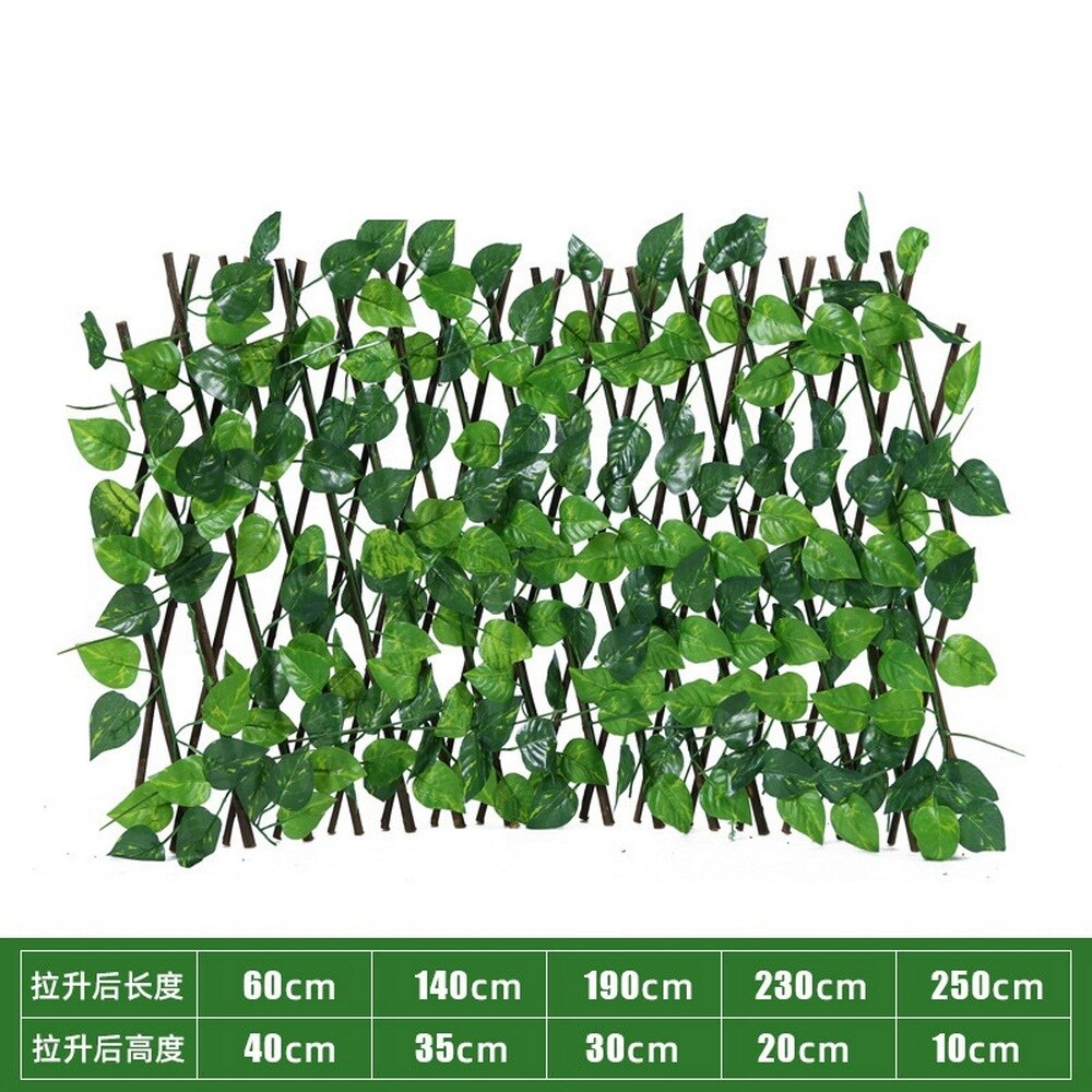 Retractable Artificial Garden Fence Expandable Faux Ivy Privacy Fence Wood Vines Climbing Frame Gardening Plant Home Decorations: D