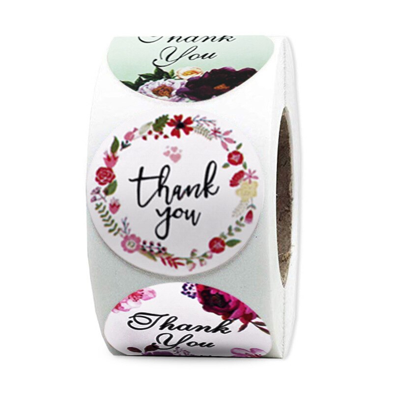 Blume Danke Aufkleber Gold Folie Dichtung Etiketten Rosa Hochzeit Party Favors Umschlag Lieferungen Schreibwaren Aufkleber 50-500 stücke: QY599-100Stck