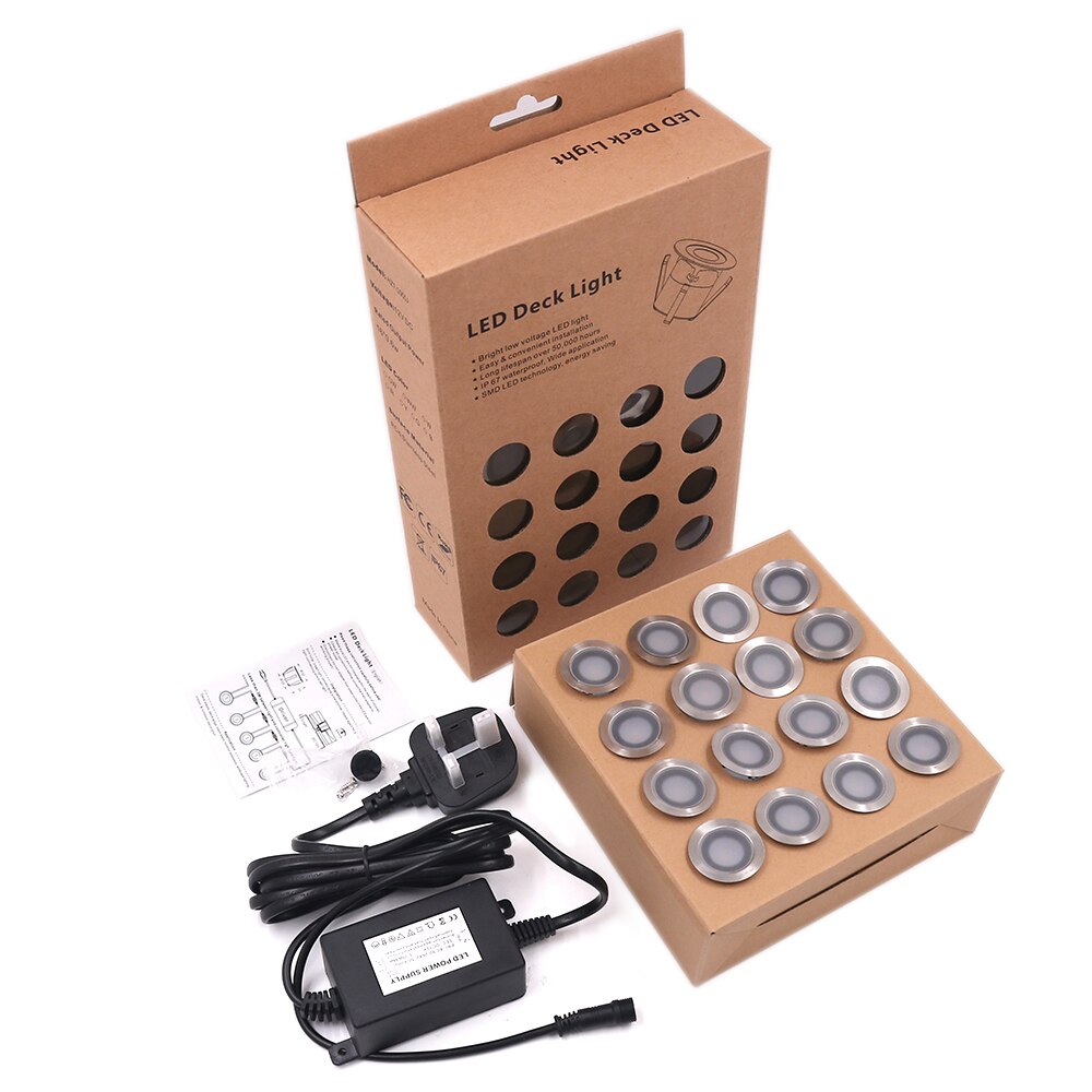 10pcs Led Deck Lights DC12V Waterproof IP67 Underground light SMD2835 EU/UK/US/AU Recessed Led Deck Lighting Wall Spotlight