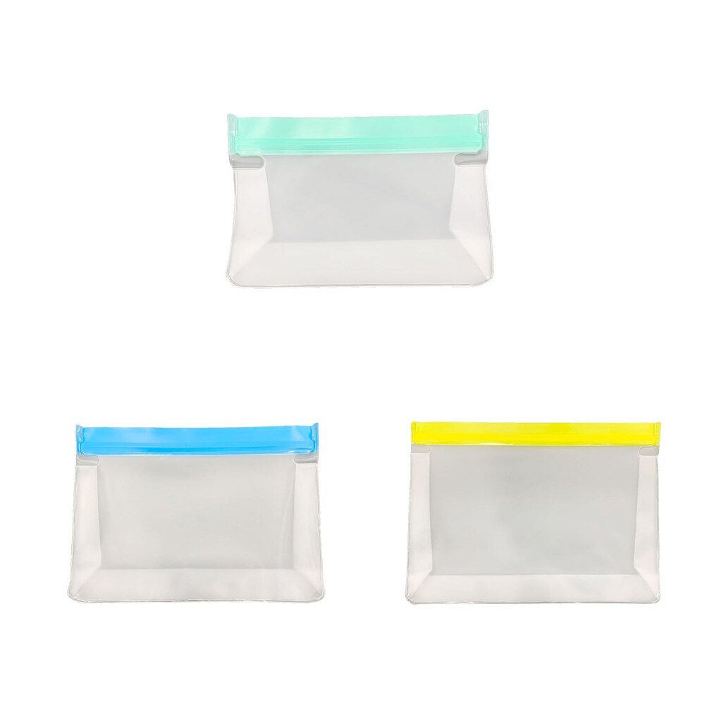 Food Storage Bag Reusable Preservation Bag Kitchen Double Zipper Sandwich Pouch Color Random, 20.5x14.5x5cm