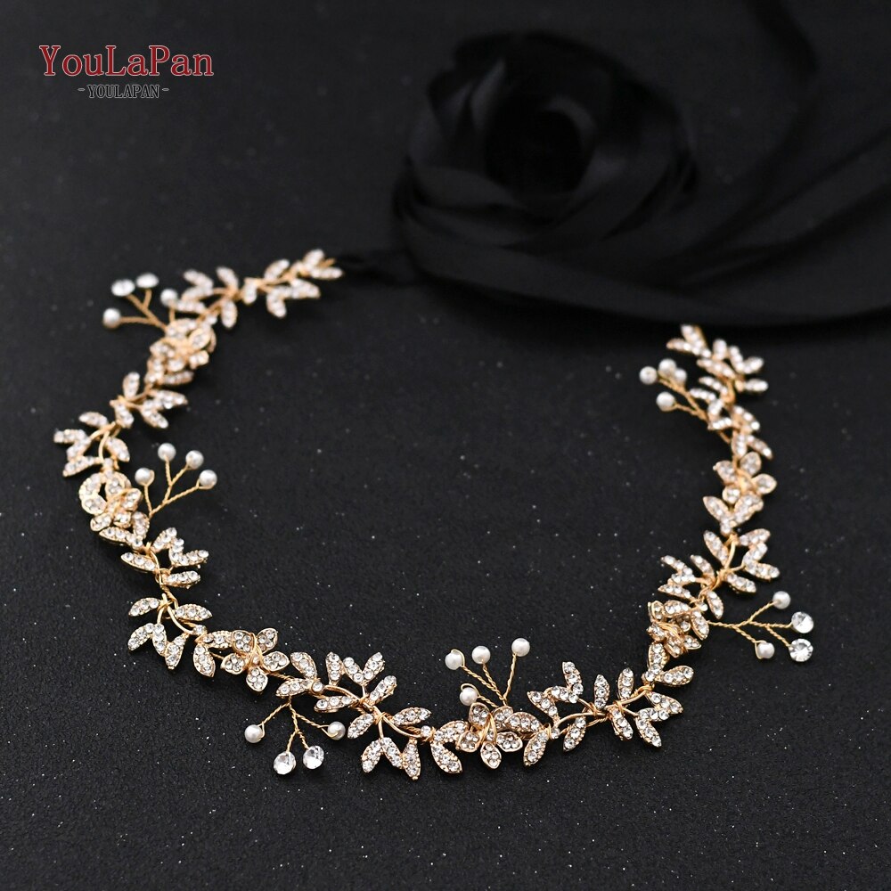 YouLaPan-Cinturón de boda SH89 dorado con diamantes de imitación, cinturón de boda, cinturones de novia con flores doradas con perlas: Black ribbon