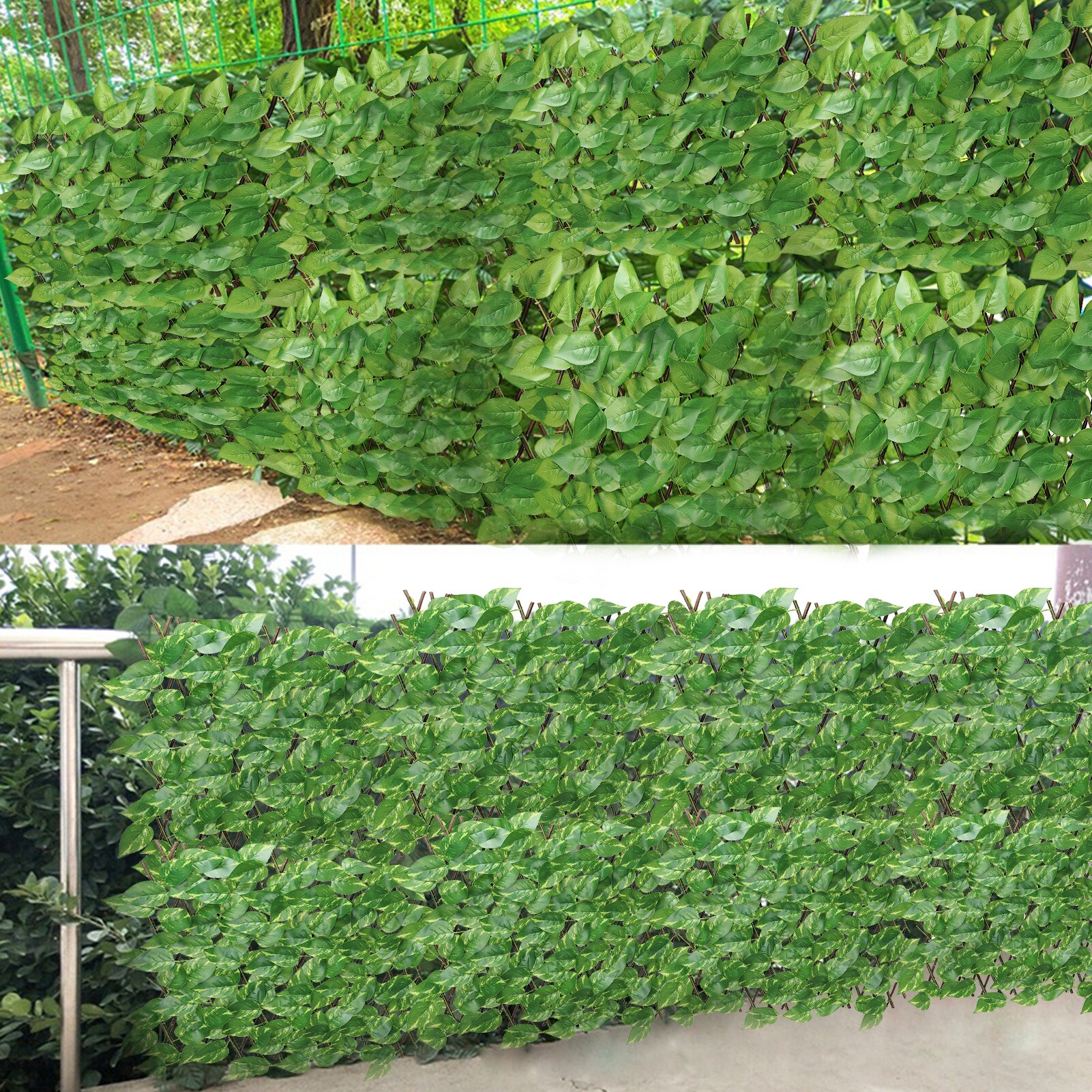Retractable Artificial Garden Trellis Fence Expandable Faux Ivy Privacy Fence Wood Vines Climbing Frame Gardening Plant Decor